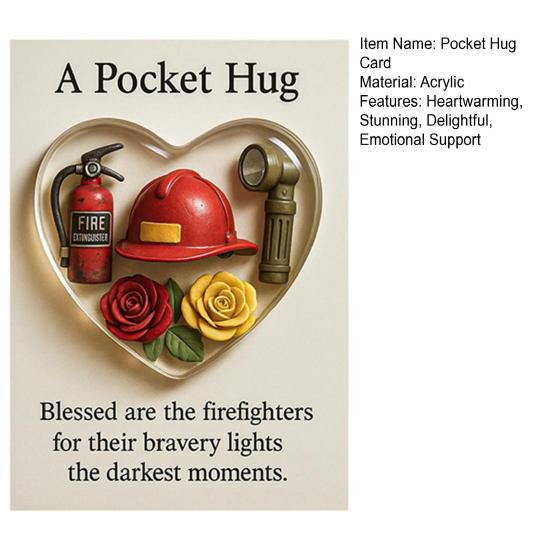 Îmbrățișare de buzunar în formă de inimă cu felicitări Mărturie mică de îmbrățișare de buzunar Cadou de apreciere pentru pompieri, asistente medicale, profesori