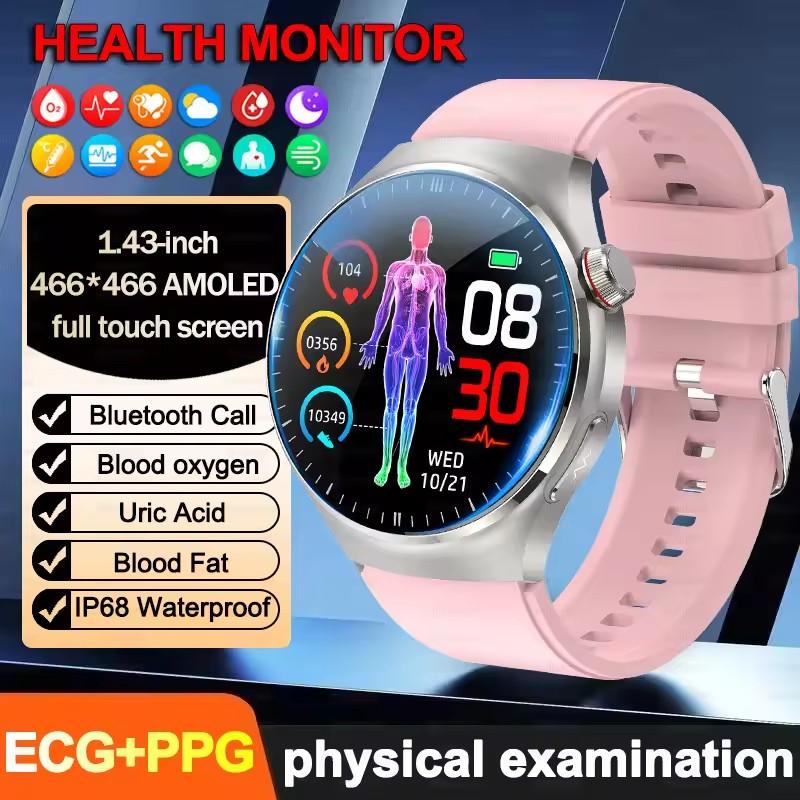 2026 Nuovo Preciso Lipidi Sanguigni Schermo AMOLED da 1,43" Smartwatch per la Salute ECG Acido Urico Pressione Sanguigna Chiamata Bluetooth Smartwatch Compatibile Android/iOS