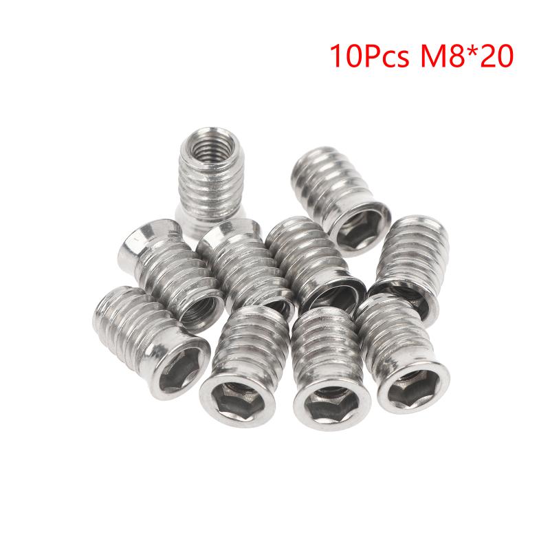 Hex Socket Insert Nuts 10pcs Threaded Embedded Fasteners Heavy Duty Hardware for Woodworking Cabinet Furniture Installation