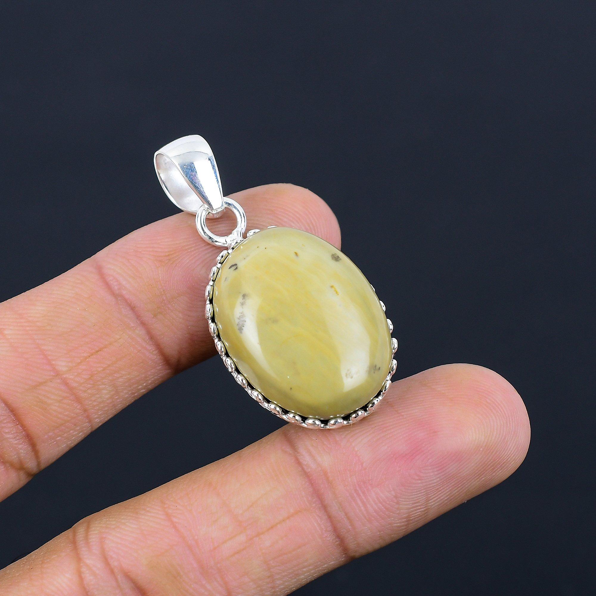925 Silver Natural Polychrome Jasper Engagement Bezel Elegant Pendant Jewelry