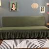 Stretch Velvet Futon Sofa Bed Cover Armless Thick Plush Sofa Cover with Skirt Sofa Slipcover Couch Cover Furniture Protector