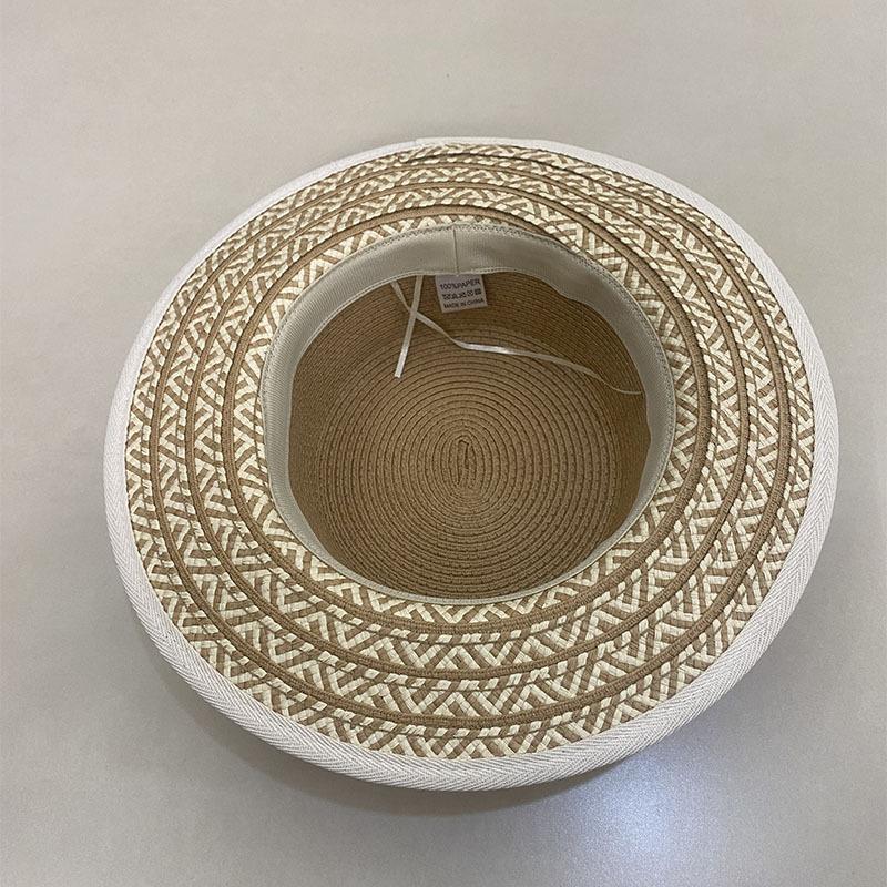 Dell Le European And American Retro Flat-Top Straw Hat Mixed Color Straw Top Hat Niche Fashion Summer Outing Sun Hat