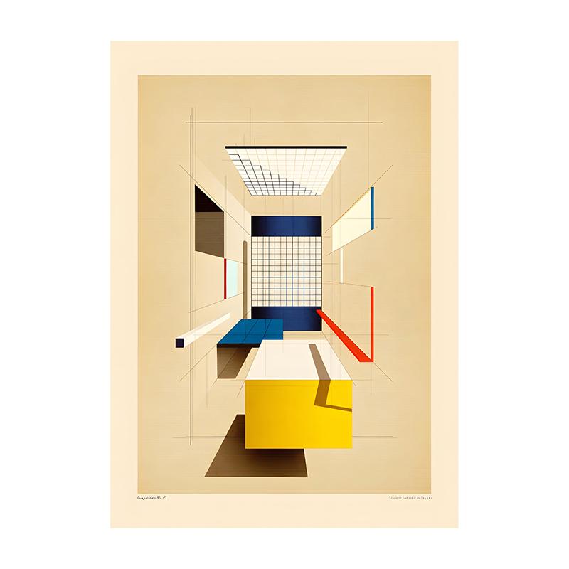 Vintage Bauhaus Residential Composition Poster Print Classic Canvas Painting Abstract Wall Art Picture for Home Decoration