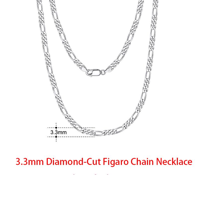 Rinntin Zinc Alloy Sterling Zinc Alloy Italian 2.6/3.7/5.0mm Flat Mariner Chain Necklace for Women Men Fashion Neck Chain Zircon SC78