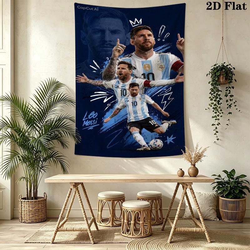 Messi Wall Tapestry Aesthetic Wall Hanging Printed Fabric Blanket Decorative Tapestries for Bedroom Living Room Home Decor