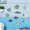 10Pcs Wooden Fish Wall Decoration School of Fish Beach Lake House Bathroom Wall Art Nautical Coastal Ocean Theme Hanging Ornament