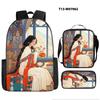 African Girl Schoolbag Three-piece Set, Primary School Students Backpack, Computer Bag, Large Capacity