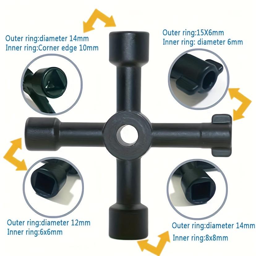 4-Directional High-Carbon Steel Keyless Key Wrench Multi-Functional Inner Triangular Ratchet Tool for Water Valve, Door Locks & Precision Adjustments
