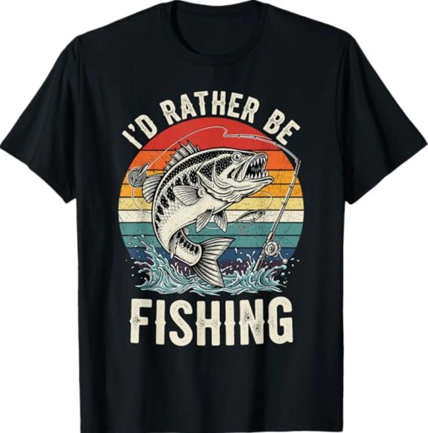 Vintage I d Rather Be Fishing Graphic Bass T- Shirt S