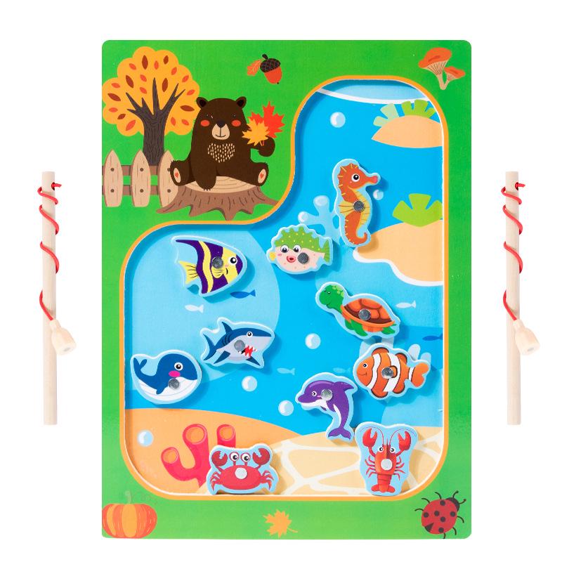 Magnetic Wooden Ocean Fishing Game for Kids - Educational Fun for Boys and Girls