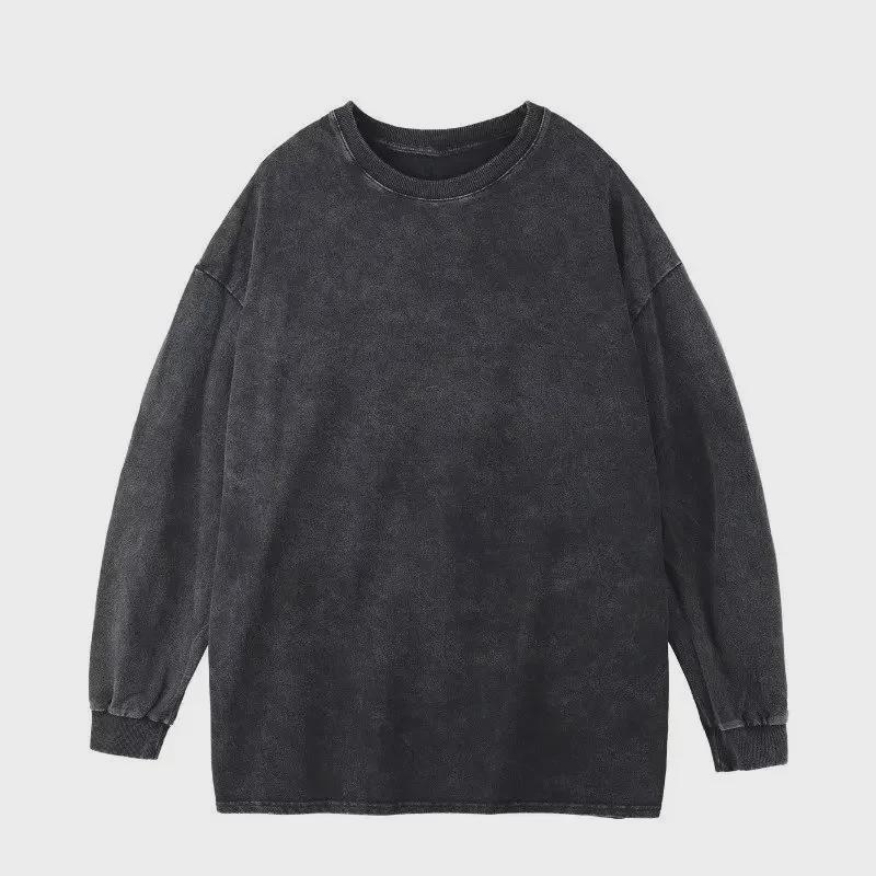 Pánské tričko s krátkým rukávem v jednobarevné úpravě s distressed efektem - Evropský a americký letní streetový styl