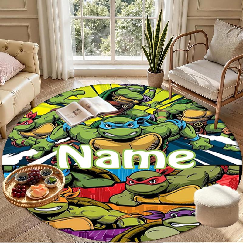 Custom Name Personalized Gamer Print Round Rug, Versatile Home Decor Carpet, for Playroom, Apartment, Balcony, Entryway, Hallway Gift