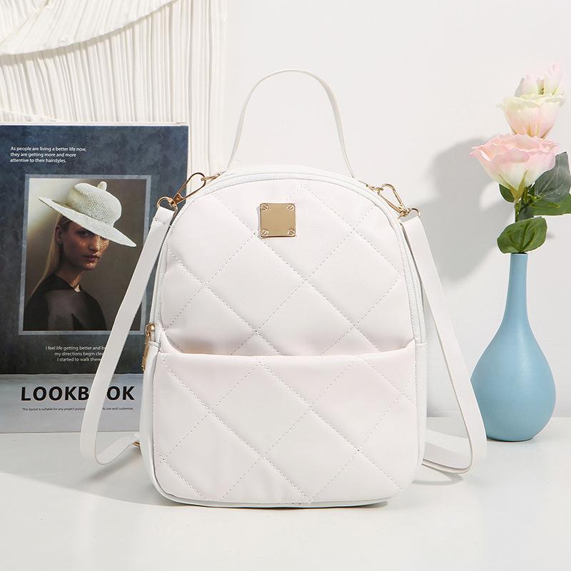 Trend Fashion Casual Backpack Classic Rhombus Embroidered Women's Backpack Front Bag Storage Portable Shoulder Satchel