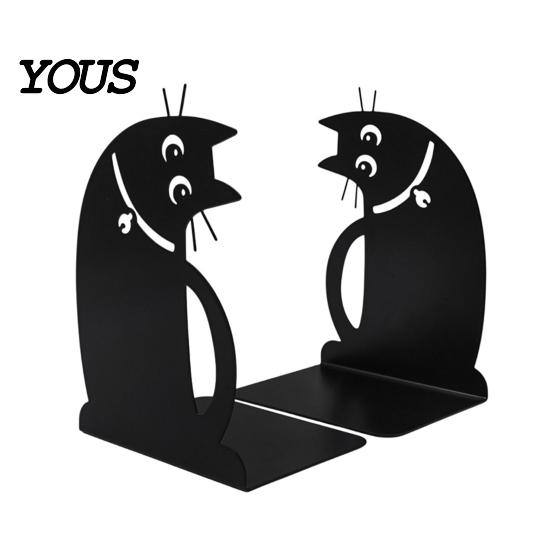 Non-slip Bookend 1 Pair Metal Cat Book Ends, Cute Bookends for Shelves, Decorative Heavy Duty Support Stopper Home Office Desk Bookshelf Decor