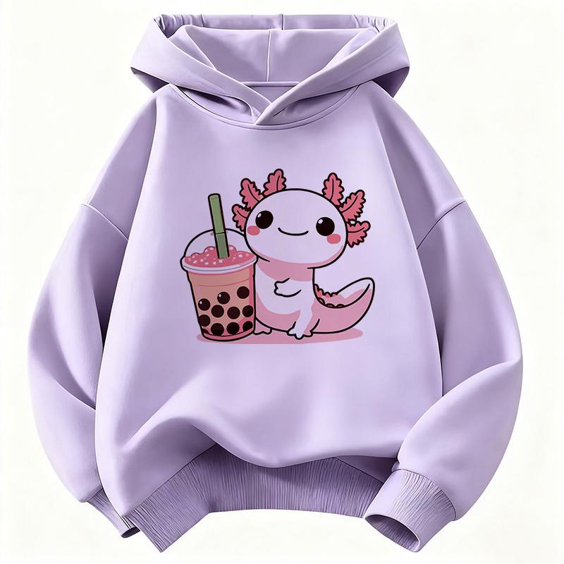 Sudadera con capucha suave y cálida para niños, diseño de ajolote, sudadera infantil linda para niños y niñas, manga larga, sudaderas con capucha casuales