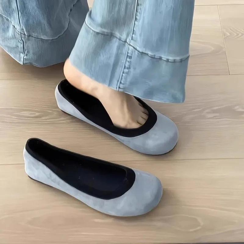 Fashion 2025 Hot Sale Ladies Shoes Shallow Women's Flats Fashion Round Toe Casual Flat Shoes New Color Matching Flat Low Heels Zapatos