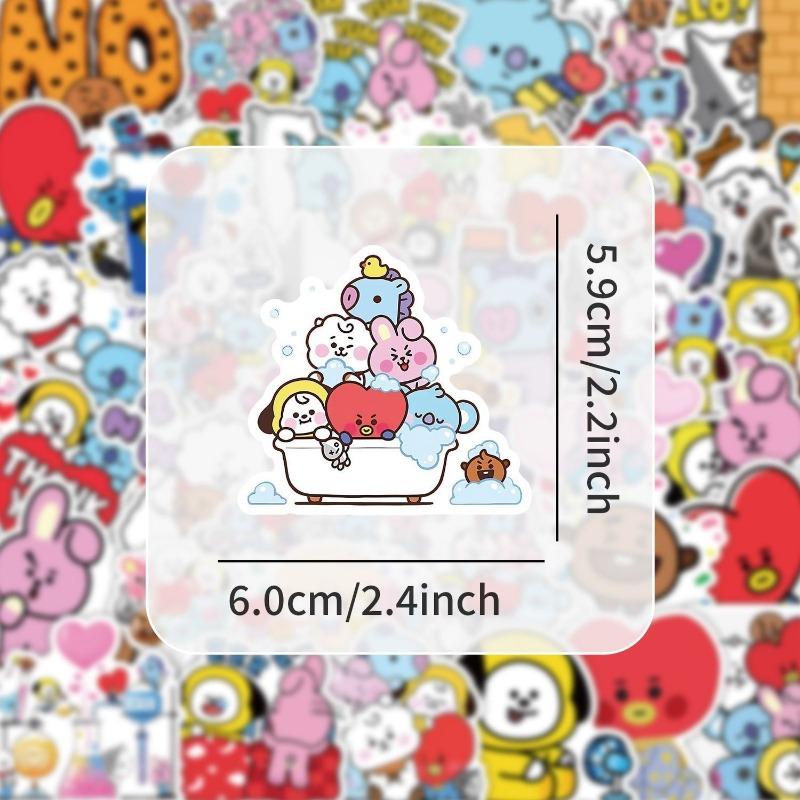 Bt21 K-Pop Cartoon Stickers Cute Diy Sticker Book For Mobile Phone Decoration, Handwriting Journal Cover, Notebook Stickers
