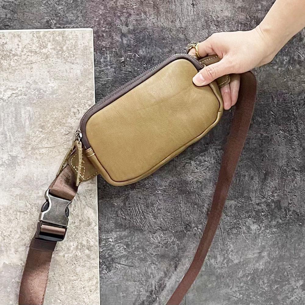 Fashion Internet Celebrity Fanny Pack High Quality First Layer Cowhide Black Fanny Pack Genuine Leather Bag