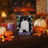 Halloween Photo Frame Wooden Frame, Cute Ghost Butterfly Cat Tabletop Decor Display Slot with Stand, Sweet Kawaii Pumpkin Picture Holder for
