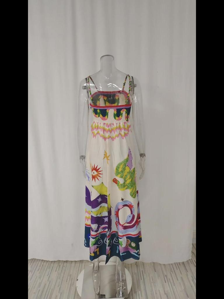 2024 Summer Elegant High Waist Printed Women's Casual Fashion Dress