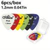 6pcs Boxed Alice Guitar Picks Plastic Colorful Guitar Paddles Thickness 0.58-1.50mm 6 Size for Bass Ukulele Music Equipment JXB