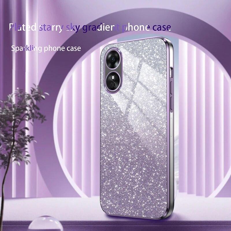 A58 A78 Luxury Gradient Glitter Plating Case On For Oppo A78 A58 A97 A83 A93 A92 A96 A95 A91 A72 A74 A72 A83 A94 4G 5G Cover A78