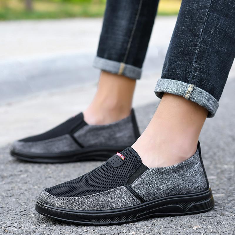 

[Polyurethane, ultra-light] Men s new one-pedal lazy breathable non-slip casual shoes fly-woven breathable men s shoes 39