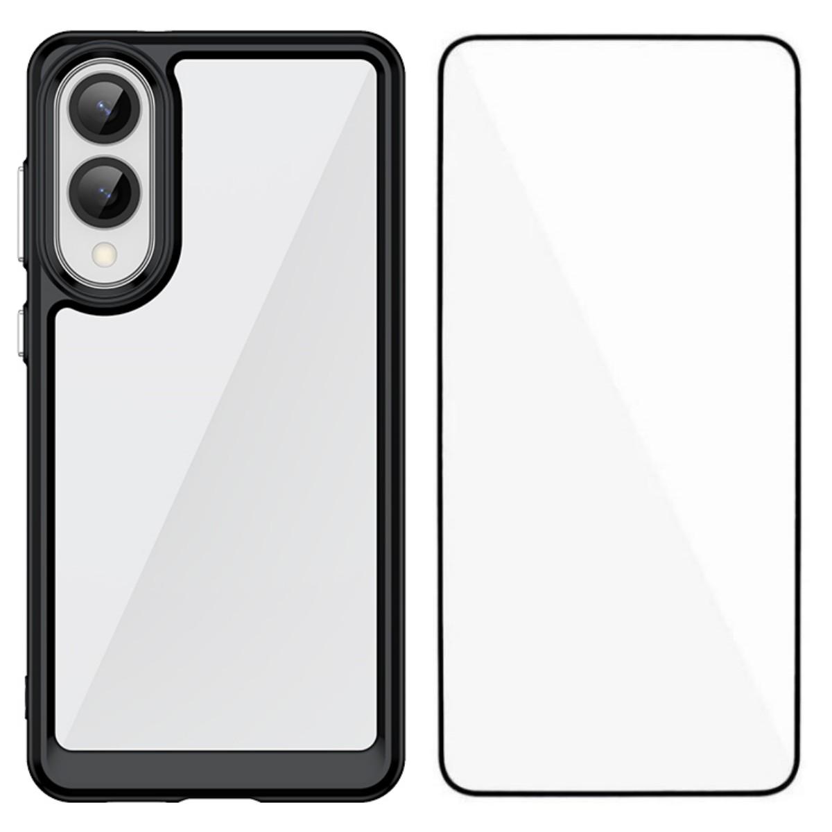 

Чехол для телефона Samsung Galaxy S25 Edge WANLONFENG Серии XC ТПУ Акриловая крышка с закаленным стеклом (Большое отверстие для линзы) Black