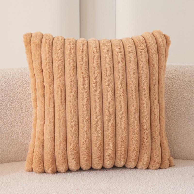 

Плюшевая наволочка из искусственного кроличьего меха с вертикальной полоской - Однотонная, на кулиске, для поясничной поддержки, декор для дивана/спальни. Single-side 43*43cm Cushion Cover