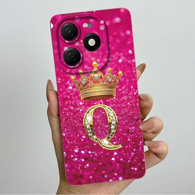 For Infinix Smart 8 Case X6525 Crown Letter Soft Phone Cases For Infinix Smart 8 Pro Smart8 HD PLUS Camera Protection Back Cover