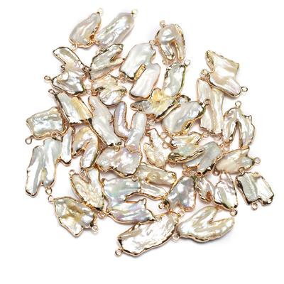 1Pc Artificial Pearl Baroque Pendant Charms Connector Bohemian Handmade Irregular Connectors for Jewelry Making DIY Valentine's Day Christmas Crafts