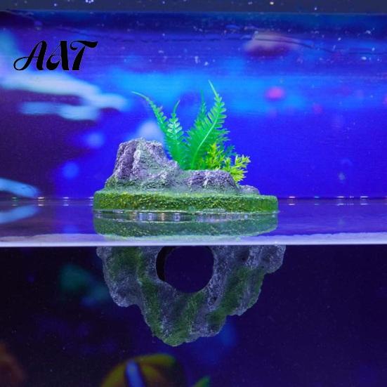 Shrimp Resting Shelter Floating Rock Aquarium Decoration, Realistic Moss Ornament with Betta Fish Hiding Place Cave, Tank Hideout for Guppy