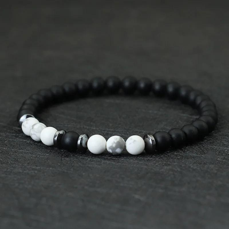 Minimalist Beaded Bracelet For Men 6mm Hematite Onyx Tiger Eyes Stone Braclet Leisure Accessories Pulseras Para Hombre