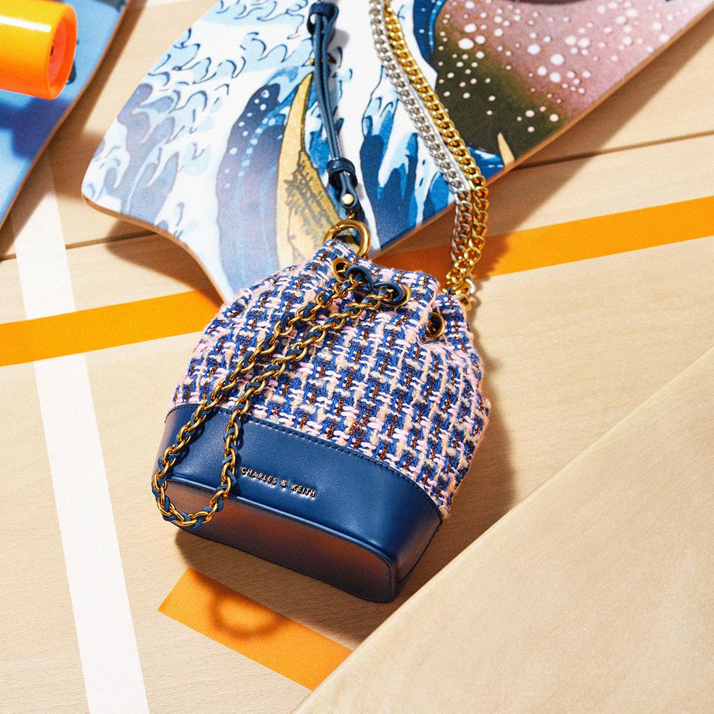 New CHARLES&KEITH Tweed Bucket Bags Shoulder Bag Crossbody Bag Regular Women's Multicolor CK2-10781873-1