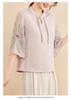 Mom's Stylish Chinese Stand Collar Chiffon Top for Spring/Summer - Seven-Sleeve Blouse for Middle-Aged & Elderly Women