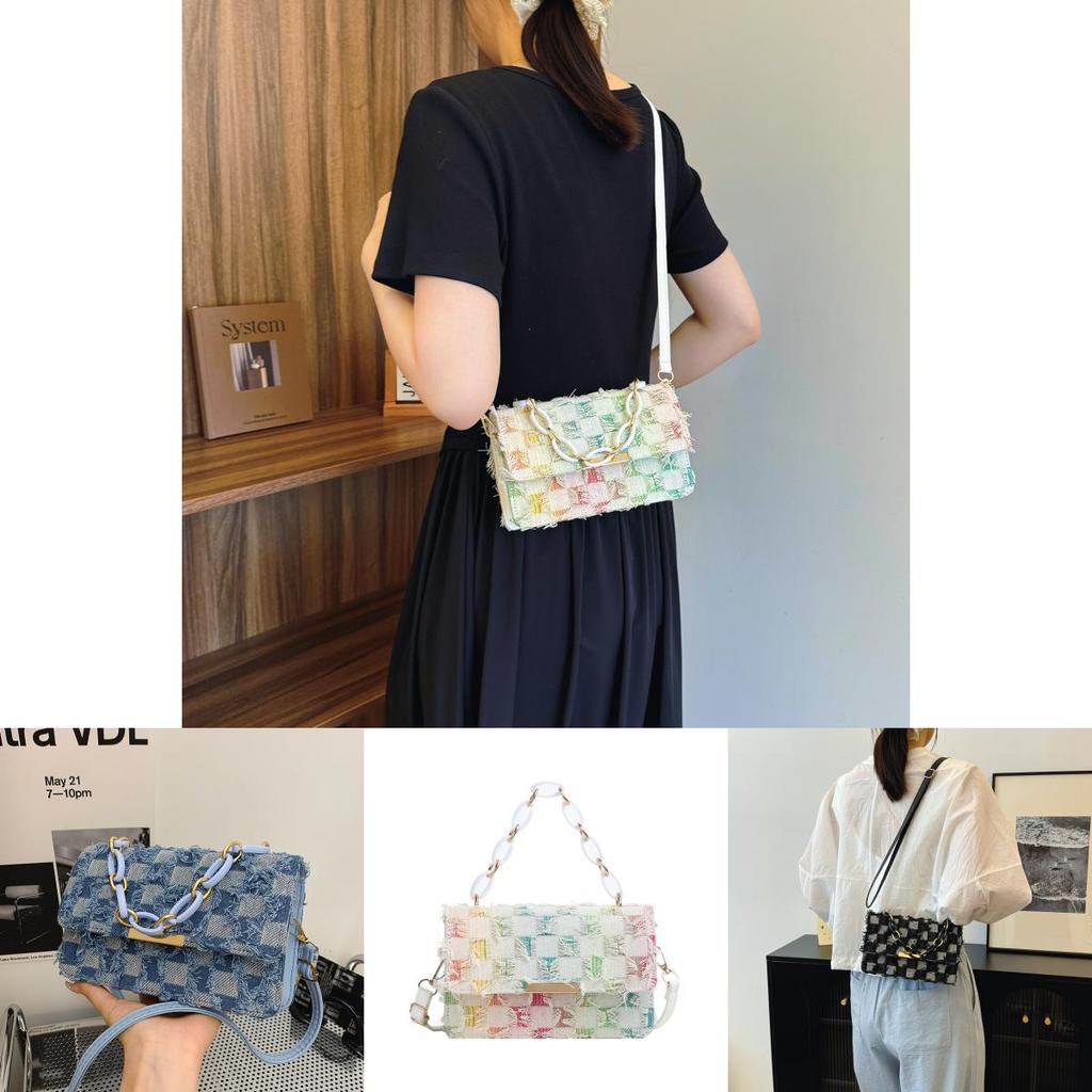 Fashionable Medium-sized Canvas Handbag With Unique Stitching And Tassel Features