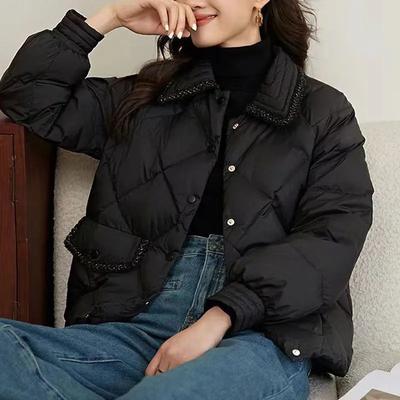 Autumn and Winter Solid Color Lapel Button Pocket Long Sleeve Cardigan Women's Elegant Coat Fashion Top