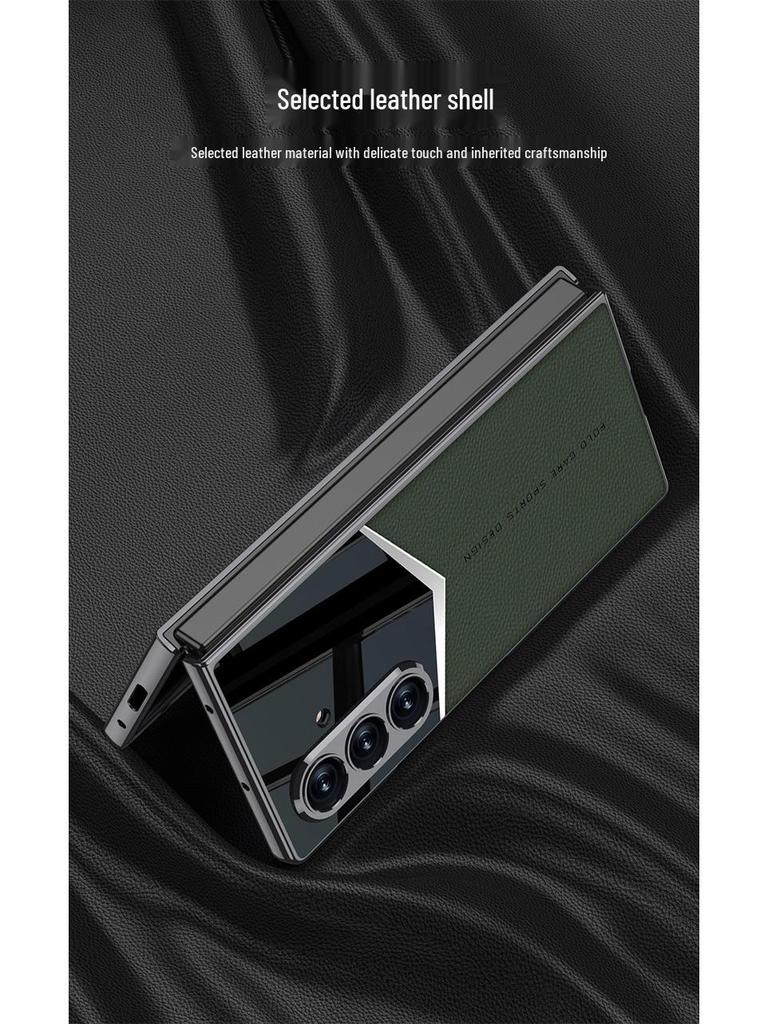 Samsung ZFold7 Electroplated Solid Color Leather Phone Case - Foldable Cover
