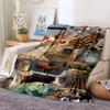 Kawaii The Capybara Club Home Cartoon Printed Blanket Picnic Blanket Warm Flannel Soft and Comfortable Home Travel Birthday Gift