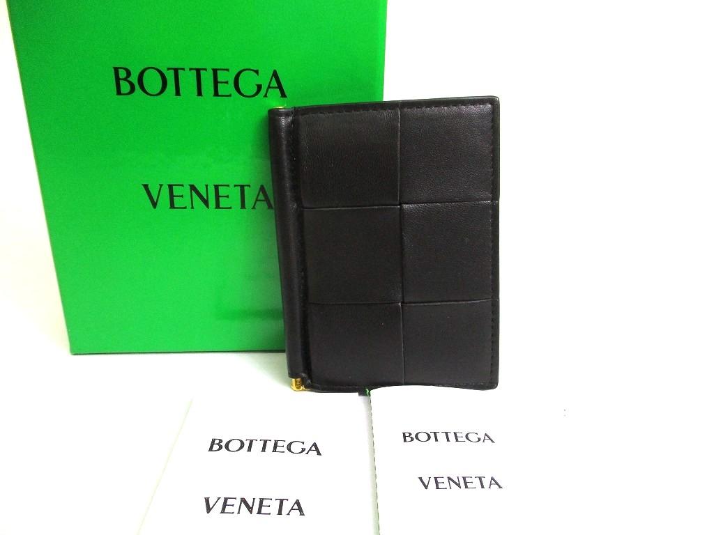 Authentic BOTTEGA VENETA Cassette Black Leather Bifold Bill Wallet #a999 Refurbished