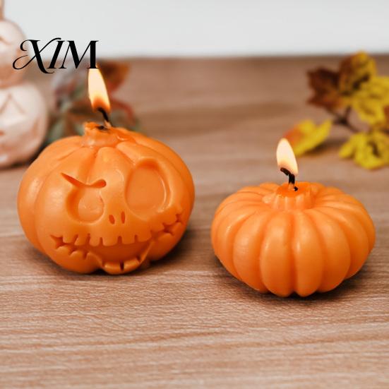 Zement Kürbisform DIY Kerze Silikon für Halloween, Handgemachte Duftkerzen Form, Harzguss Bastelarbeiten Gips Ton Epoxid