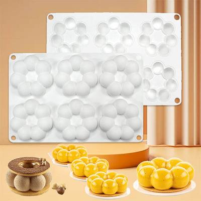 Anti-verformte Dessertform mit 6 Mulden, Lebensmittelqualität, langlebige Donutform, Blumenkugel-Backform-Werkzeug