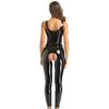 Women's Jumpsuit Liquid Wet Look One Piece Leotard Sleeveless Catsuit Open Crotch Clubwear