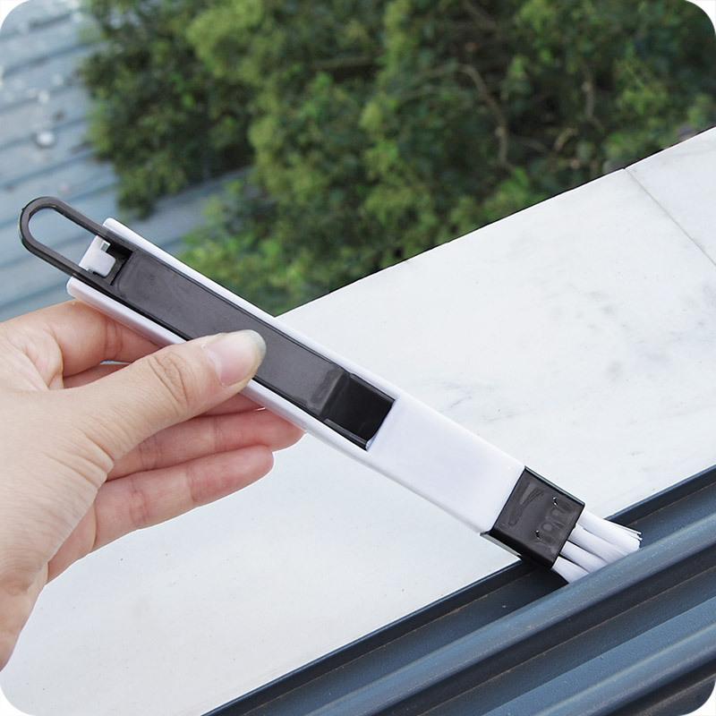 Doors, Windows and Windows Groove Groove Cleaning Brush, Groove Small Brush with Dustpan Dead Angle Gap Brush Screen Window Cleaning Tool