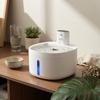 Cat Water Fountain with LED Light Rounded Rectangular Circulating Design Replaceable Filter Top-mounted Tray for Pet Daily Use