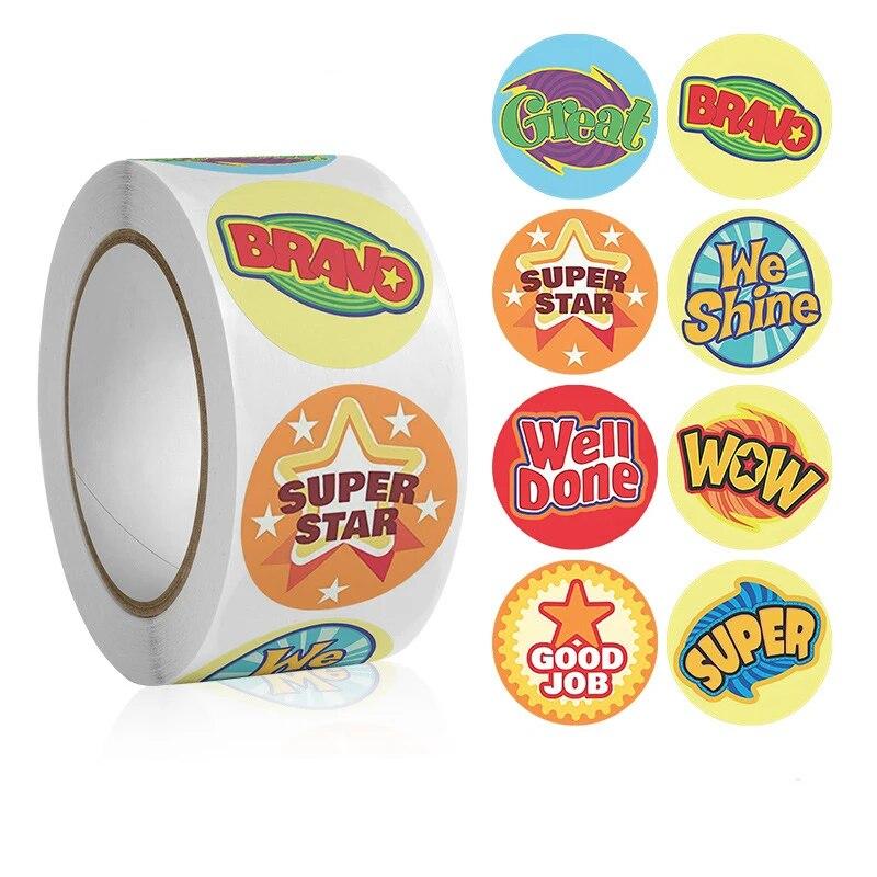 500pcs Reward Stickers, Children, Teacher, Classroom, School, Work, Study, Training Stickers, Handmade Self Adhesive Labels