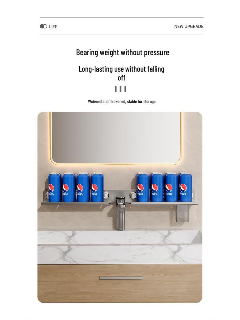 Wandmontiertes, bohrfreies Badezimmerregal mit Armaturenbrett