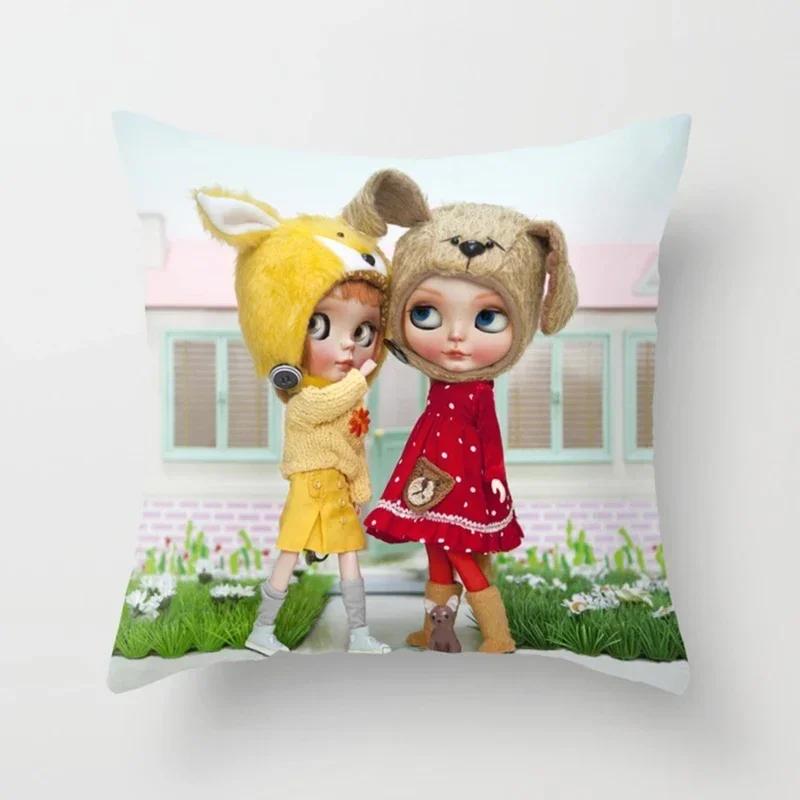 

Прекрасная наволочка с мультяшным принтом девочки, квадратная наволочка с узором девочки, украшение для гостиной, дивана, детской комнаты, 45*45 см 45x45cm