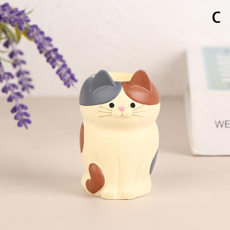1Pc Japan Style Glasses Mobile Phone Holder Stationery Desktop Cat Decoration Collectible Home Decor Resin Craft Ornaments