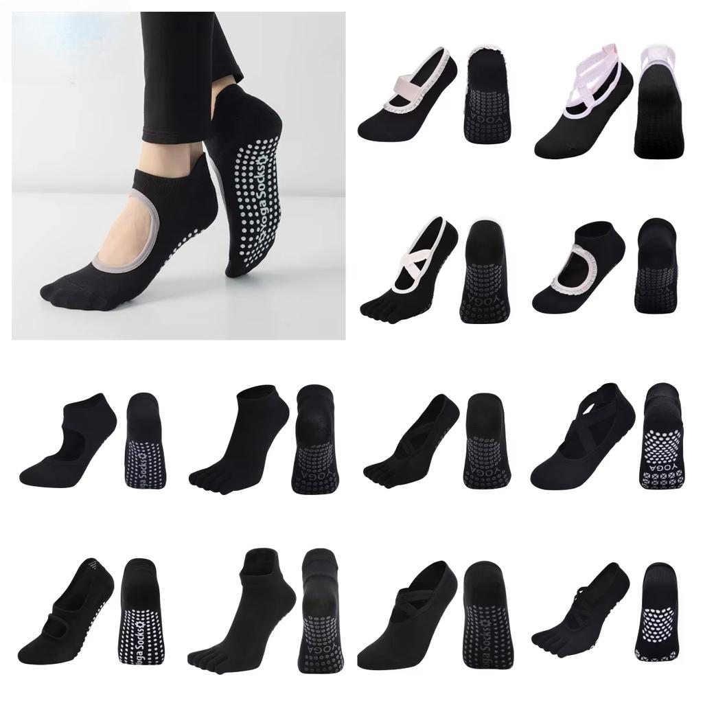 Multi Styles Black Yoga Socks Anti-slip Pilates Socks Women Breathable Indoor Ballet Dance Trampoline Aerobics Sports Socks